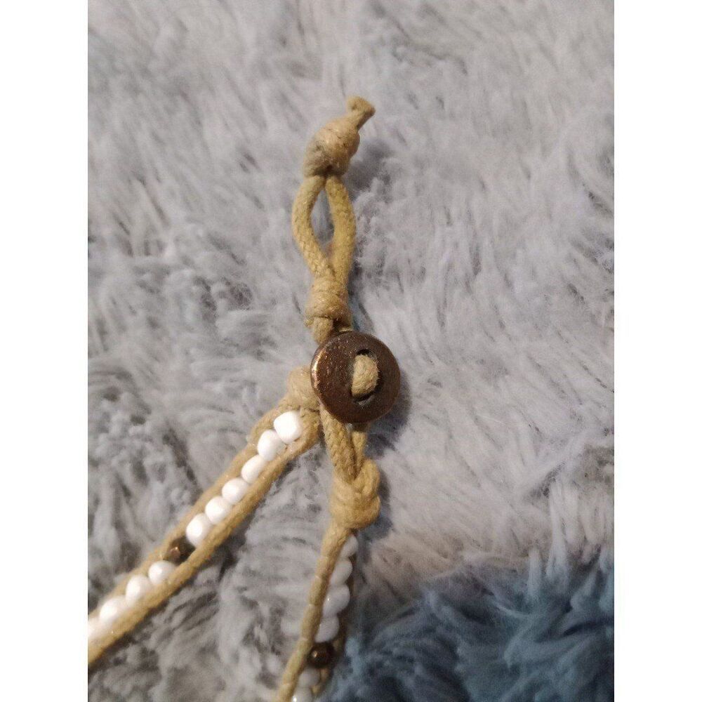 31" wrap bracelet or long necklace rope white glass & copper beads - Picture 4 of 8